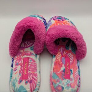 Lilly Pulitzer Seaside Carnival Plush Clara Slipper Size 7/8